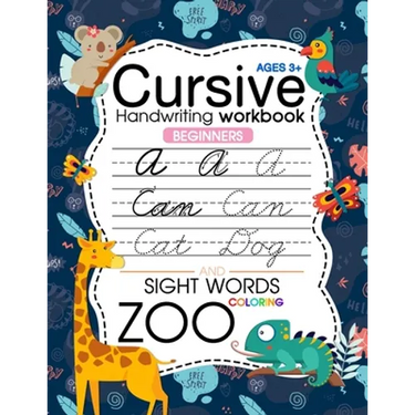 Trace Letters: Cursive Handwriting Workbook for kids beginners (Zoo): Preschool writing Workbook with Sight words for Pre K, Kinderga