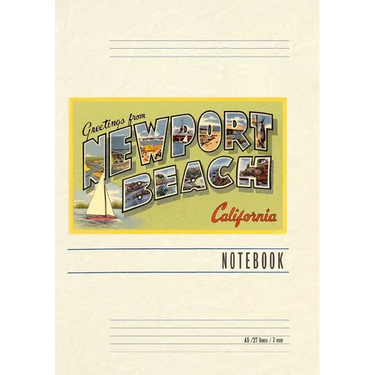 Vintage Lined Notebook Greetings from Newport Beach