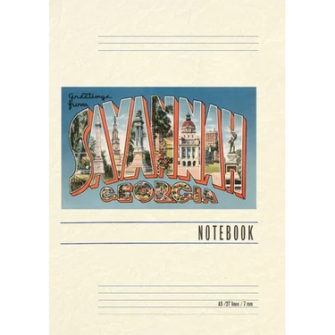 Vintage Lined Notebook Greetings from Savannah