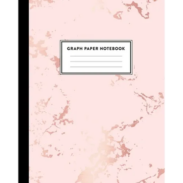 Graph Paper Notebook: Beautiful Pink Marble and Rose Gold 8 x 10 inches - 5 x 5 Squares per inch, Quad Ruled Cute Graph Paper Composition No