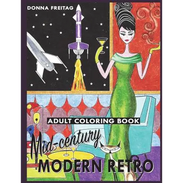 Mid-century Modern Retro Adult Coloring Book