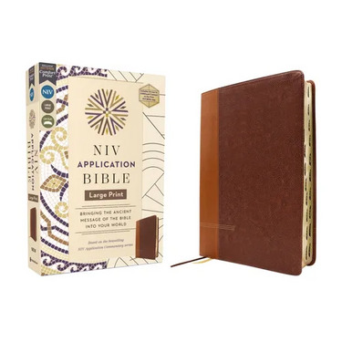 NIV Application Bible, Large Print, Leathersoft, Brown, Red Letter, Thumb Indexed, Comfort Print: Bringing the Ancient Message of the Bible Into Your