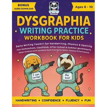 Dysgraphia Writing Practice Workbook for Kids Ages 8-10: Daily Writing Toolkit for Handwriting, Phonics & Spelling Fun Homeschool, Classroom, After-Sc