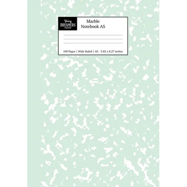 Marble Notebook A5: Mint Green Marble Wide Ruled Journal