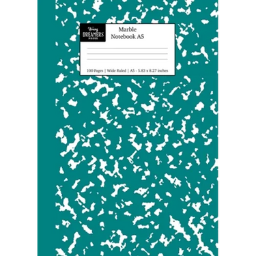 Marble Notebook A5: Teal Green Marble Wide Ruled Journal