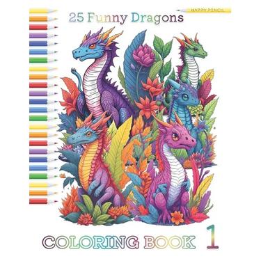 25 Funny Dragons: Coloring book