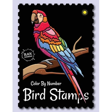 Birds Stamps Color By Number (Black Backgrounds): Activity Color By Number Coloring Book for Adults Relaxation and Stress Relief