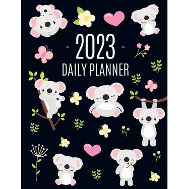 Koala Planner 2023: Australian Outback Animal Agenda: January-December Pretty Pink Butterflies & Yellow Flowers Monthly Scheduler For Work or Office