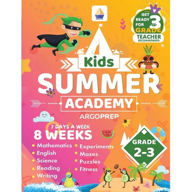 Kids Summer Academy by ArgoPrep - Grades 2-3: 8 Weeks of Math, Reading, Science, Logic, and Fitness Online Access Included Prevent Summer Learning Los