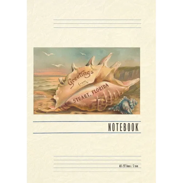 Vintage Lined Notebook Seashell Greetings from Stuart, Florida
