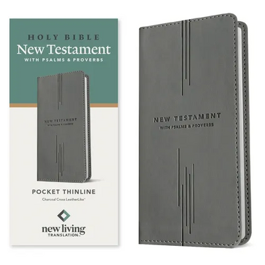 NLT Pocket Thinline New Testament with Psalms and Proverbs (Leatherlike, Charcoal Cross)