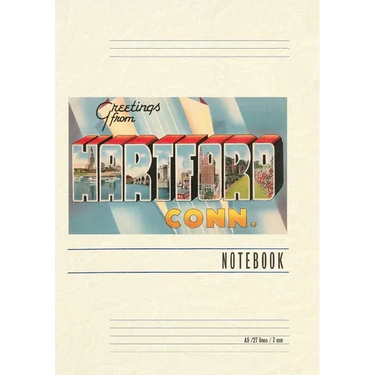 Vintage Lined Notebook Greetings from Hartford