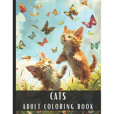 Adult Coloring Book Cats: Large Print Coloring Book for Adults & Cat Lovers with Different Scenes of Fluffy Cats, Kittens, Perfect for Relaxatio