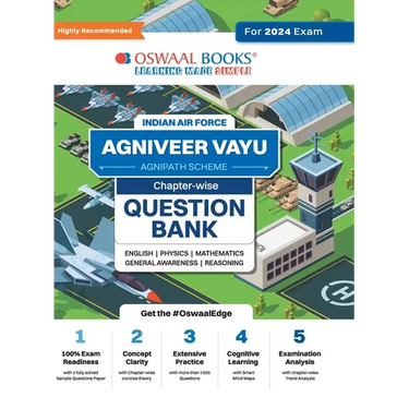 Oswaal Indian Air Force - Agniveer Vayu (Agnipath Scheme) Question Bank Chapterwise Topicwise for English Physics Mathematics Reasoning General Awaren