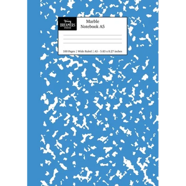 Marble Notebook A5: Blue Marble Wide Ruled Journal