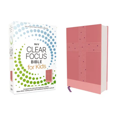 Nirv, Clear Focus Bible for Kids (Help Kids with ADHD or Dyslexia Read with Confidence), Leathersoft, Pink: Read More of the Bible with Better Focus U