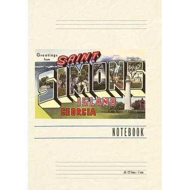 Vintage Lined Notebook Greetings from St. Simon's Island