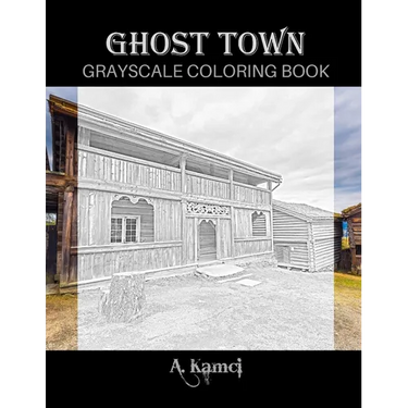 Ghost Town Grayscale Coloring Book