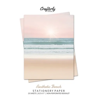 Aesthetic Beach Stationery Paper: Cute Letter Writing Paper for Home, Office, Letterhead Design, 25 Sheets