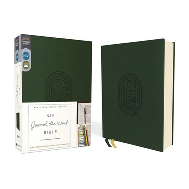 Niv, Journal the Word Bible (Perfect for Note-Taking), Leathersoft, Green, Red Letter, Comfort Print: Reflect, Take Notes, or Create Art Next to Your
