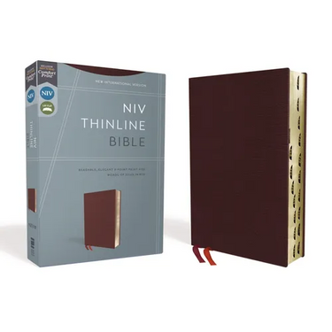 NIV, Thinline Bible, Bonded Leather, Burgundy, Indexed, Red Letter Edition