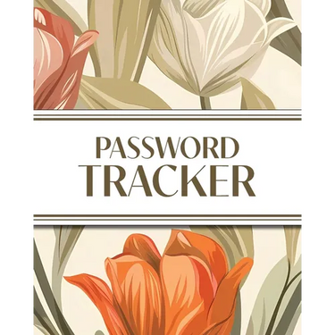 XL Large Print Password Tracker (Autumnal Warm Tone Tulips): 8"x10" 450+ Alphabetical Password Logbook for Easy Organization; Perfect for Seniors with