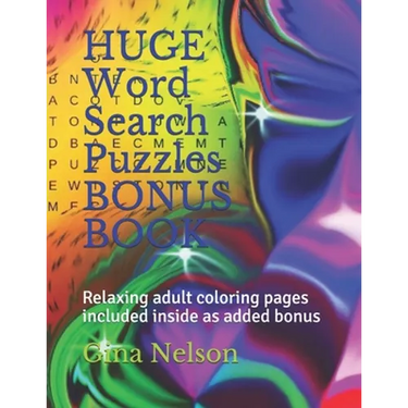 HUGE Word Search Puzzles BONUS BOOK: Relaxing adult coloring pages included inside as added bonus