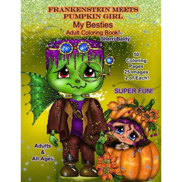 Frankenstein Meets Pumpkin Girl My Besties Adult Coloring Book