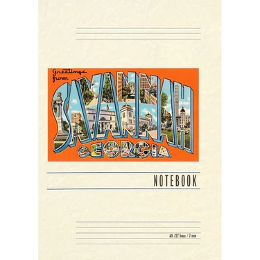 Vintage Lined Notebook Greetings from Savannah