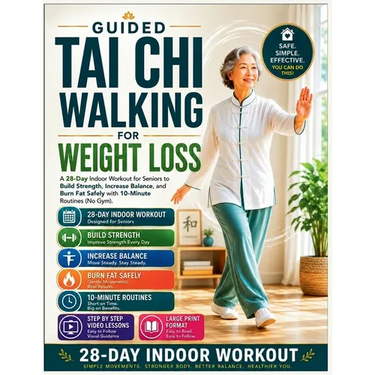 Guided Tai Chi Walking For Weight Loss: A 28-Day Indoor Workout for Seniors to Build Strength, Increase Balance, and Burn fat safely with 10 Minutes R