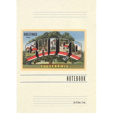 Vintage Lined Notebook Large Letter Greetings from Chico, California