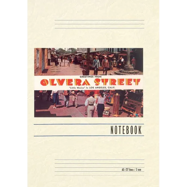 Vintage Lined Notebook Greetings from Olivera Street, Little Mexico in Los Angeles, Calif.