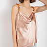 Cowl neck satin camisole with chain strap - Vysn