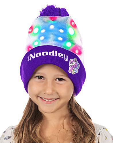 LED Light Up Glow Unicorn Beanie Hat with Pom Gifts for Girls Kids and Boys (One Size) by The Noodley - Vysn