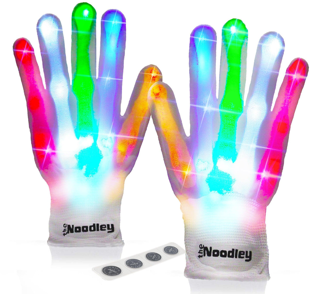 LED Gloves for Kids Teens Cool Toys Boy Girl Gift Ideas Halloween - Kid Sized (White) by The Noodley - Vysn