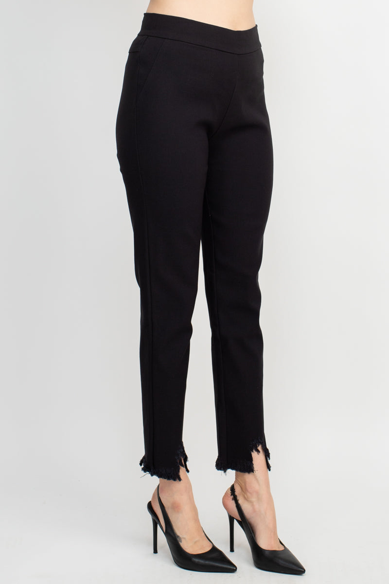 Alberto Makali Mid Waist Pull-On Size Zip Faux Pockets Shark Bite Hem Pant by Curated Brands