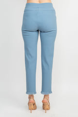 Alberto Makali Mid Waist Pull-On Size Zip Faux Pockets Shark Bite Hem Pant by Curated Brands