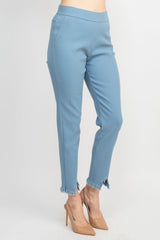 Alberto Makali Mid Waist Pull-On Size Zip Faux Pockets Shark Bite Hem Pant by Curated Brands