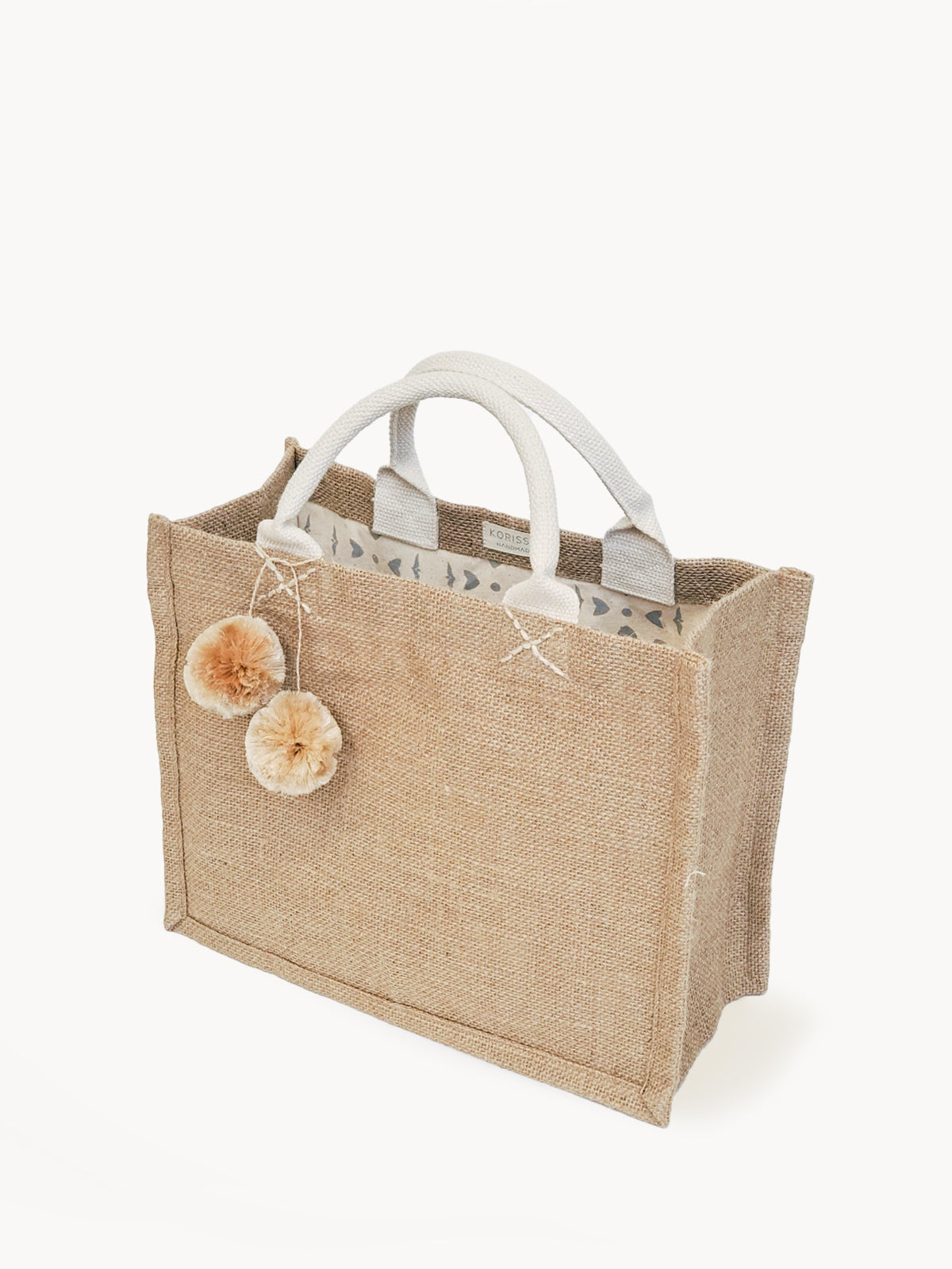 Jute Canvas Gift Bag With Pompom by KORISSA