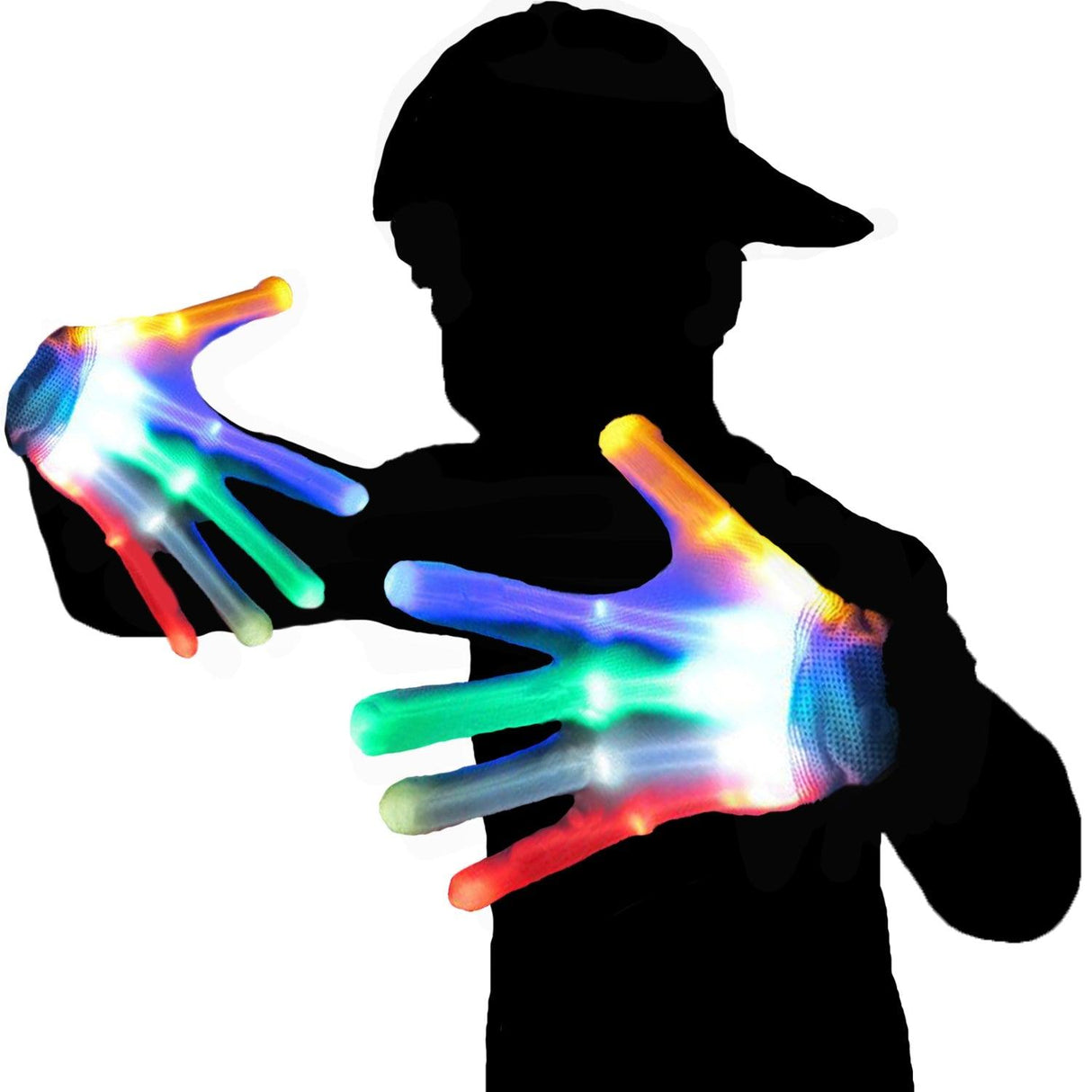 LED Gloves for Kids Teens Cool Toys Boy Girl Gift Ideas Halloween - Kid Sized (White) by The Noodley - Vysn