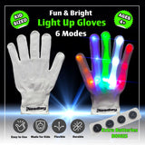 LED Gloves for Kids Teens Cool Toys Boy Girl Gift Ideas Halloween - Kid Sized (White) by The Noodley - Vysn