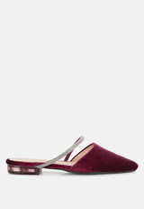 turnon velvet diamante detail flat mules by London Rag