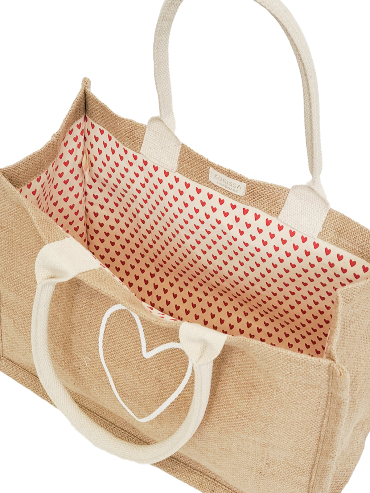 Jute Canvas Shopping Bag - Love by KORISSA