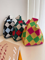 Urban Checkerboard Contrast Color Color-Block Bags Accessories Handbags by migunica