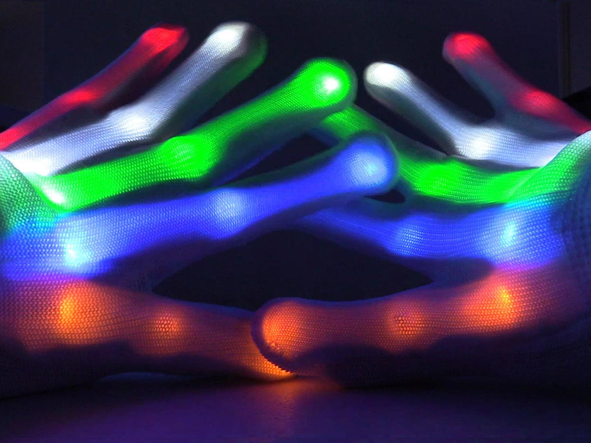 LED Gloves for Kids Teens Cool Toys Boy Girl Gift Ideas Halloween - Kid Sized (White) by The Noodley - Vysn