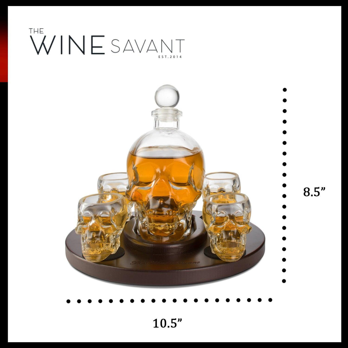 Skull Decanter Large Set with 4 Skull Shot Glasses by The Wine Savant - Vysn