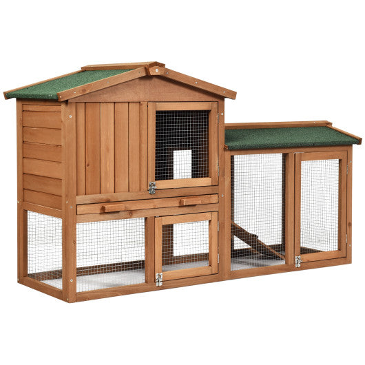 58 Inch Weatherproof Wooden Rabbit Hutch