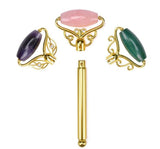 Limited Edition - Magic Wand - Jade, Rose Quartz, Amethyst Facial Roller w/ Stand by ZAQ Skin & Body