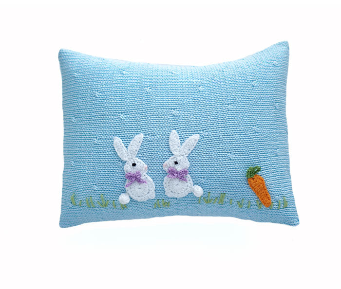 Baby Bunny Mini Pillow, Blue by Melange Collection