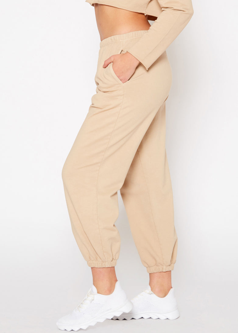 Essential French Terry Sweatpants In Khaki by Shop at Konus